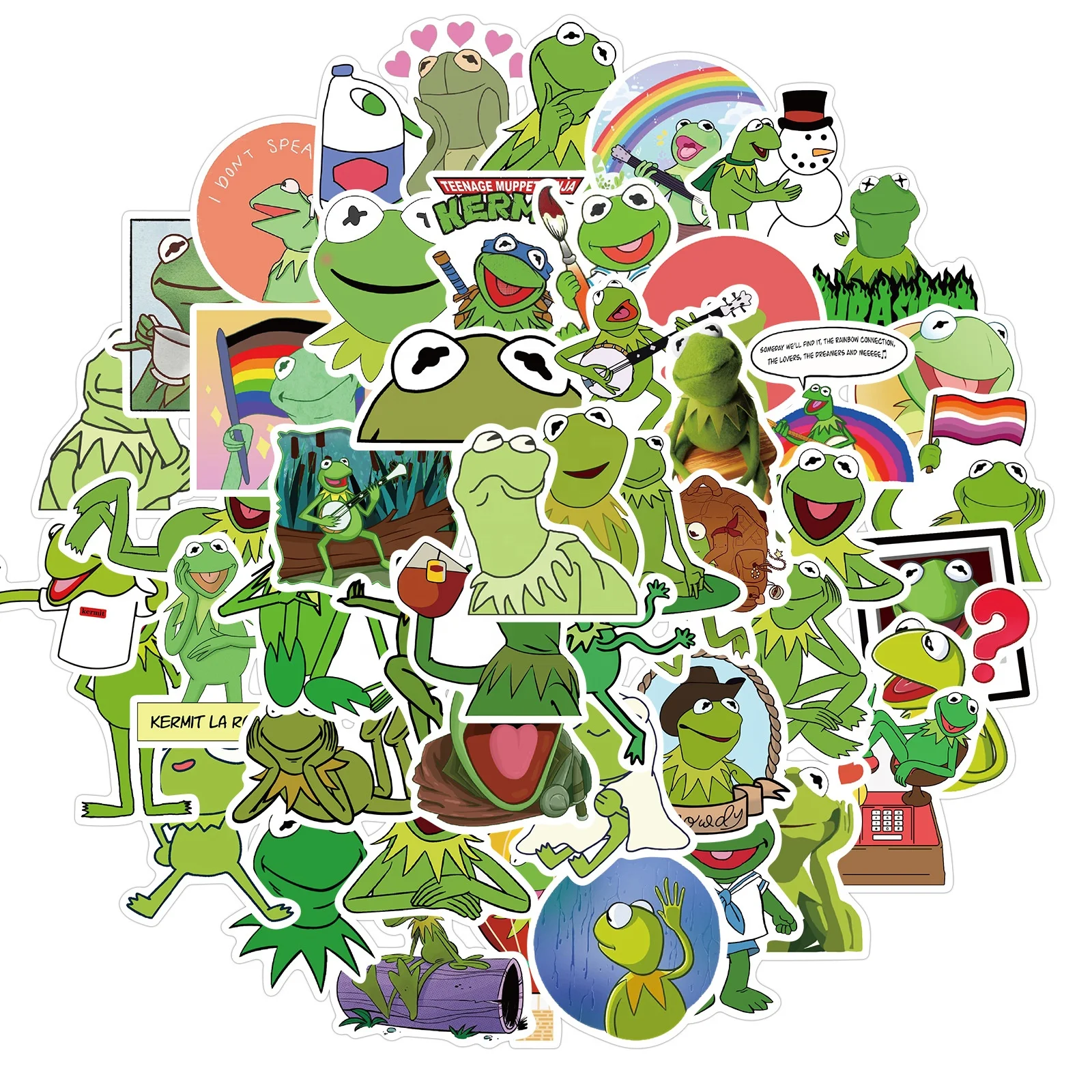 50pcs cartoon funny kermit frog label sticker for home fridge