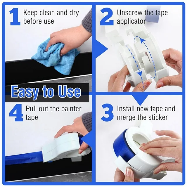 Masking Paint Tape Applicator Portable Masking Paint Tape Dispenser Cutter Tightly Seals Tape Onto Various Surfaces