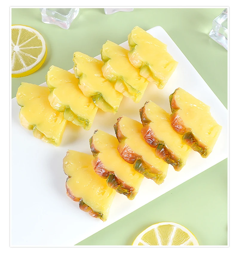 Hot Sale Simulated PVC Lemon Fruit Slices Plastic Strawberry Apple Fruit Model  for DIY Home Kitchen Decoration Photo Props