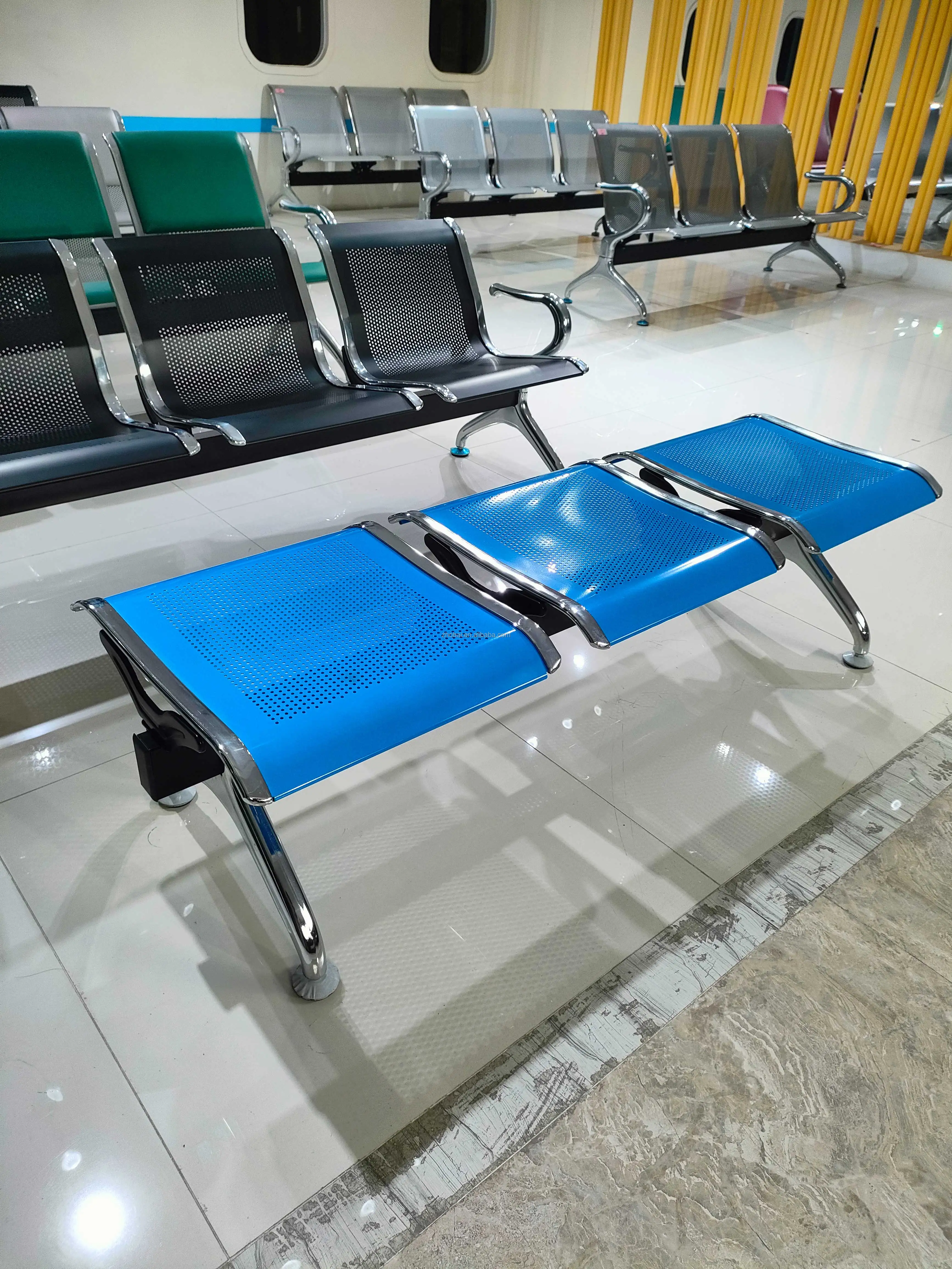 High Quality Customized 3 Seat Stainless Steel Infusion Chair for Hospitals Schools Gyms-Modern Design Indoor Waiting Room 2