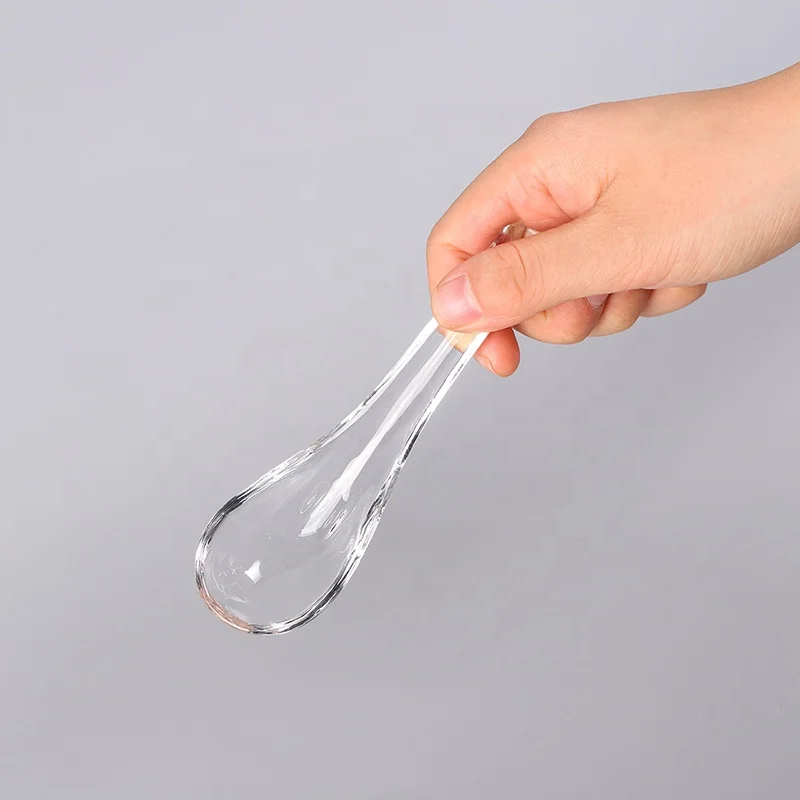 Wholesale Custom Cheap Dinner Spoon Durable High-polish Finish Glass Crystal Soup Spoon with Bear High Temperature