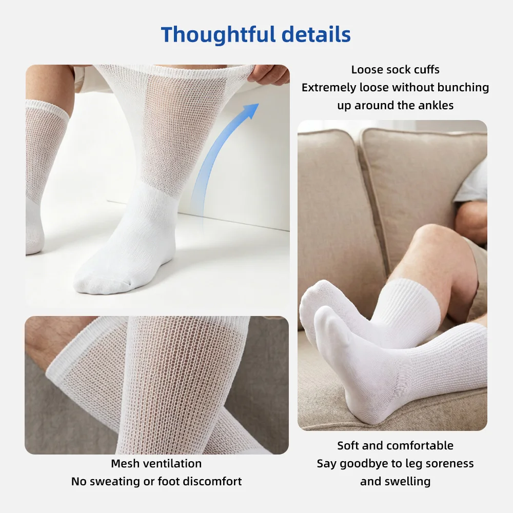 Loose Fit Top Non Slip Diabetic Socks for Sensitive Blood Circulation - product detail 3