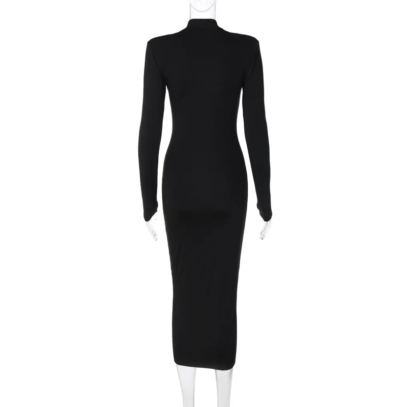Women's clothing Autumn new fashion solid color slim-fit turtleneck long sleeve elegant dress Wholesale