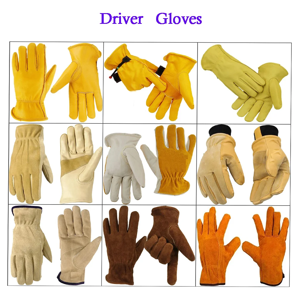 Cow Grain Leather Gardening Gloves Wear Resistant Safety Heavy Duty