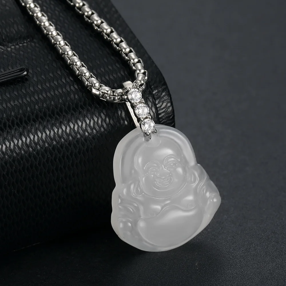 29316 Hetian White deals Jade Maitreya Buddha Pendant