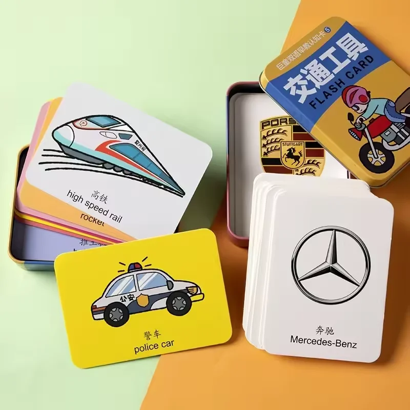 Custom Graphic Alphabet Cartoon Color Cognitive Flash Playing Cards Set for Kids Family and School Education