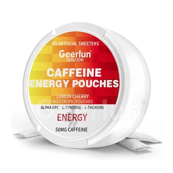 Lemon Cherry Pouches 50mg with Premium Nootropics L-Theanine Alpha GPC & L-Tyrosine Caffeine Pouches