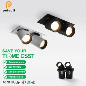 Modern Aluminum LED square Recessed Spotlight with Adjustable Angle and High Color Rendering Index CRI 97, Suitable for Home Use