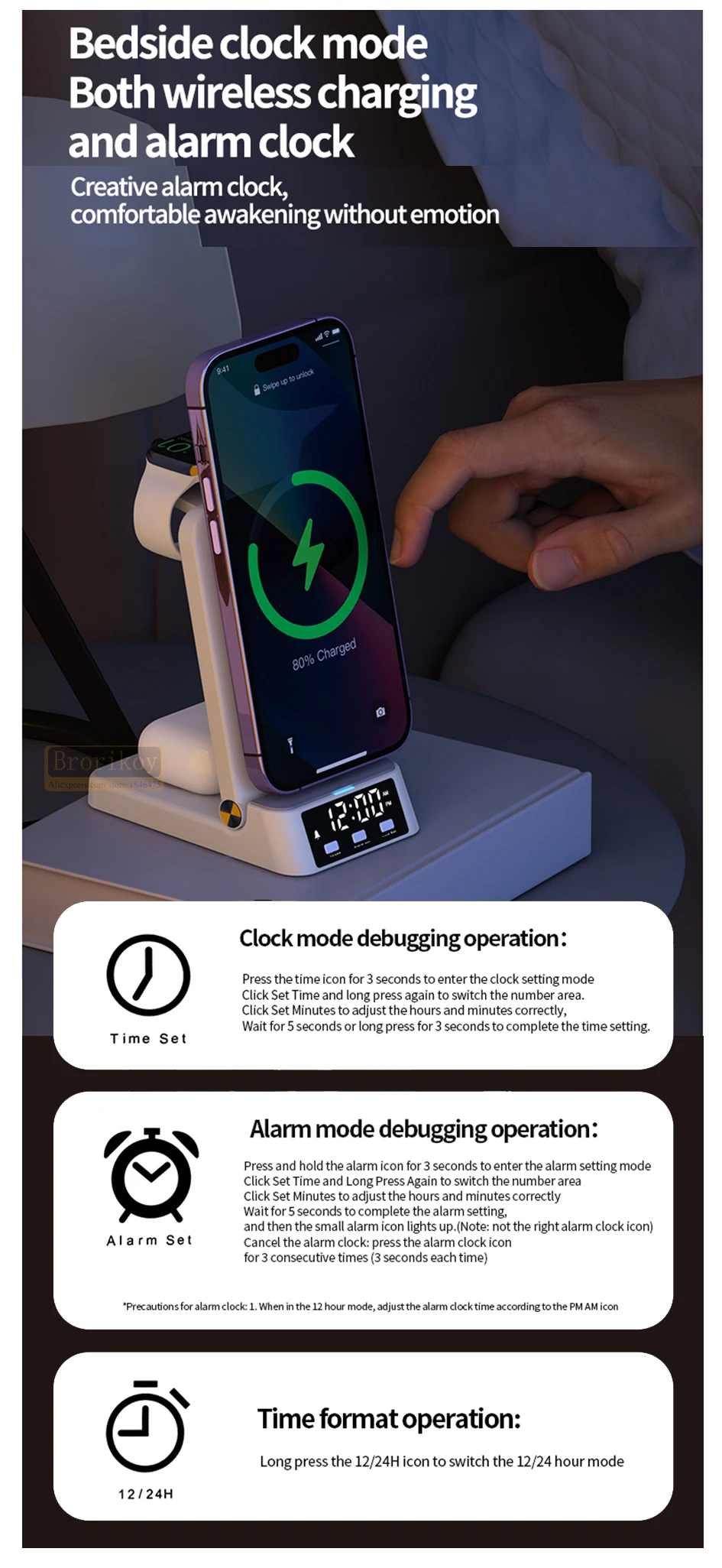 15w 3-in-1 flat wireless charging station