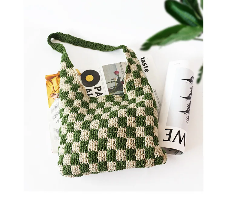 Fashionable Color Contrast Trendy Alphabet & Leopard Print Shopping Beach  Shoulder & Tote Crochet Bag