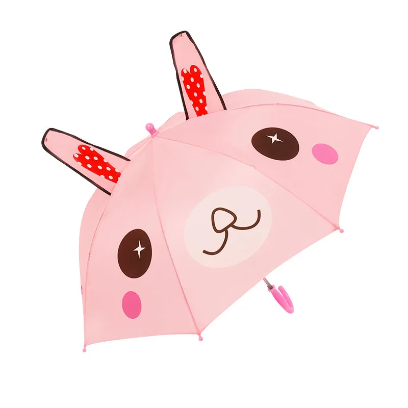 Cartoon Children's Straight Umbrella with Ears Cute Design Customizable 3D Long-handled Baby Multi-Color Animal