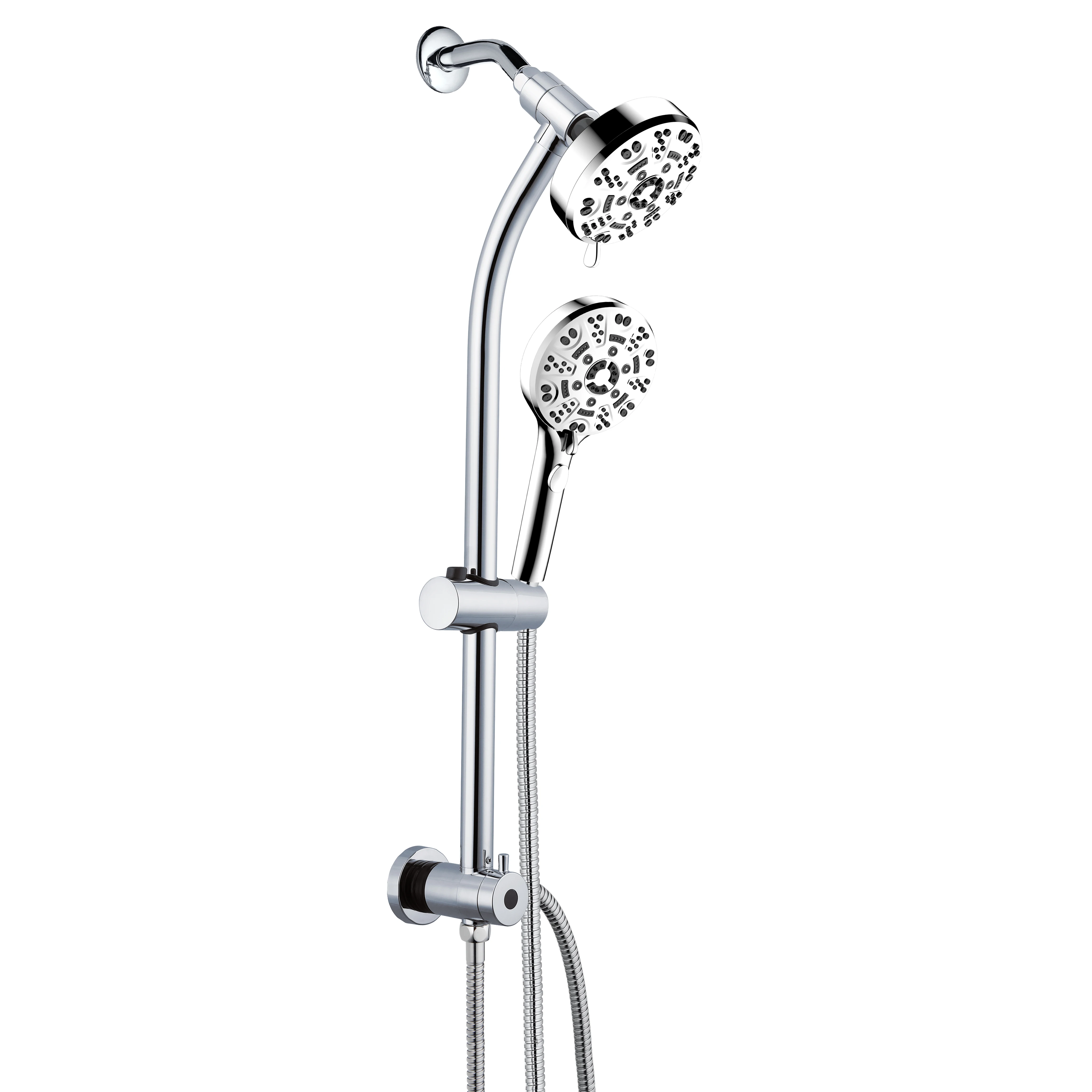 Dual Shower Head 3 Way Spa System Chrome In Wall Nodrill Shower