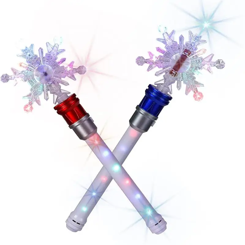 Homoyoyo – 2 Bacchette Luminose A LED A Forma Di Fiocco Di Neve, Blu, 32 Cm, Per Feste Invernali E Cosplay (senza Batteria) - 2