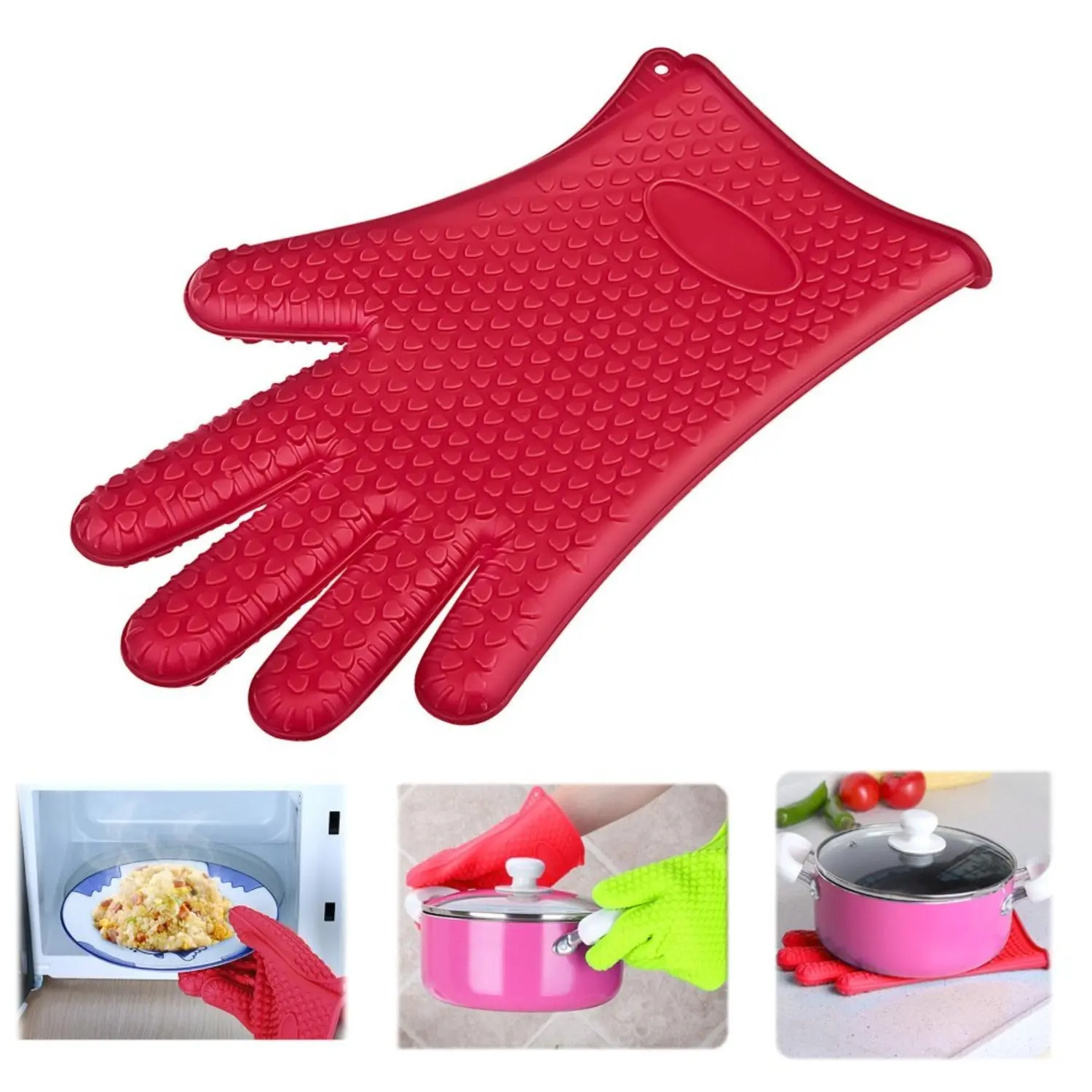 OEM & ODM Heated Household Cotton Rubber Hand Oven Bbq Mittens Custom Heat Resistant Gloves details