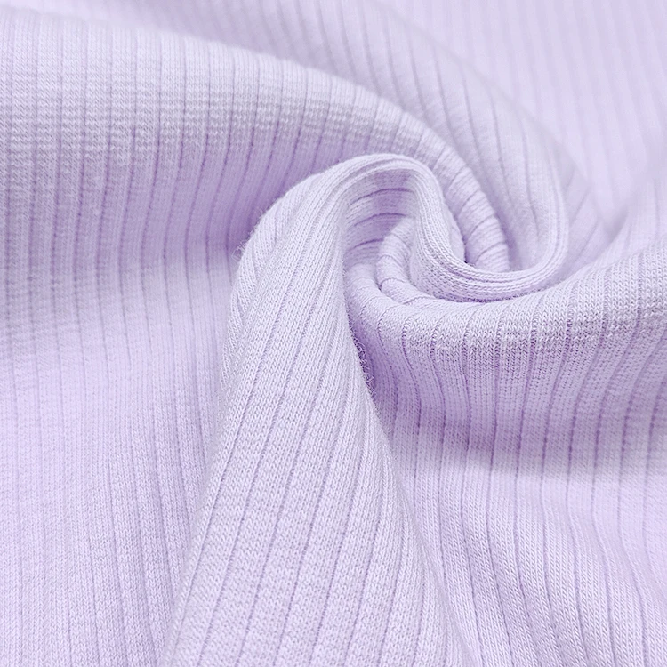 Soft Ribbed Stretchy Fabric Cotton Material, New Style Knit Cotton 5*2 Rib Fabric for Clothes/ factory