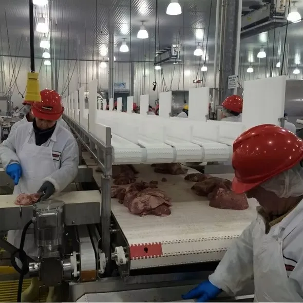 Efficient meat deboning and striping lines in stainless steel construction for beef, pork, lamb and poultry processing