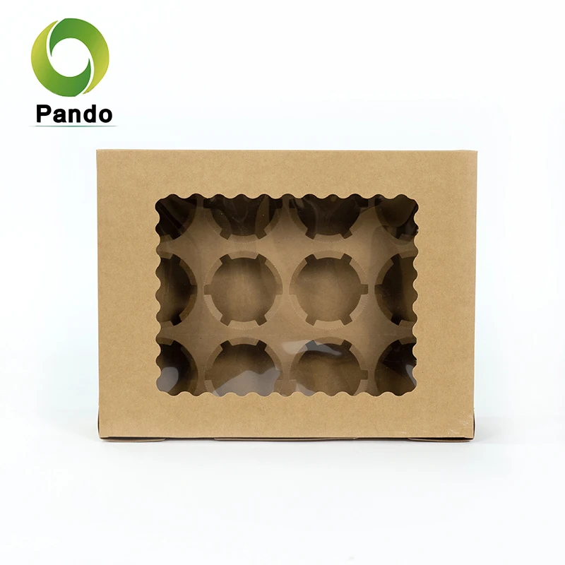 Custom Logo Printing Bakery Pastry Muffin Custom Packaging  12 hole Cupcake Box With Insert