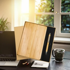 Wholesale Eco-Friendly Custom A5 Bamboo Notebook Set Personalized Business Logo Journal Promotional Gift Set Included