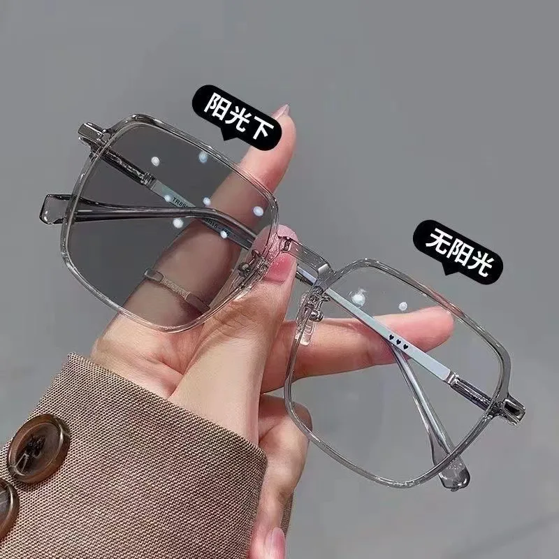 Ultralight Classic Color Changing Lens Anti Blue Light Computer Large Square Photochromic Optical Glasses Eyeglasses Frames