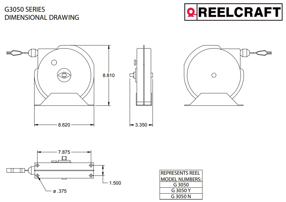Reelcraft G 3050 N Reelcraft G3050 N 50' Static Discharge Grounding Reel 