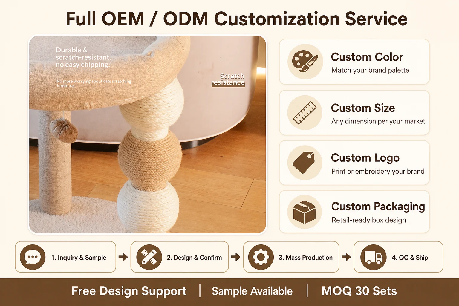 Modern Plush Wooden Cat Tree Dust — Product details 8