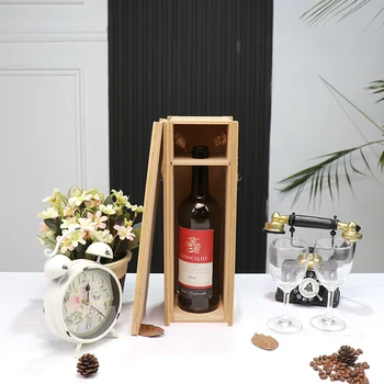 FSC&BSCI custom Wood Single Wine Bottle Holder Gift Box