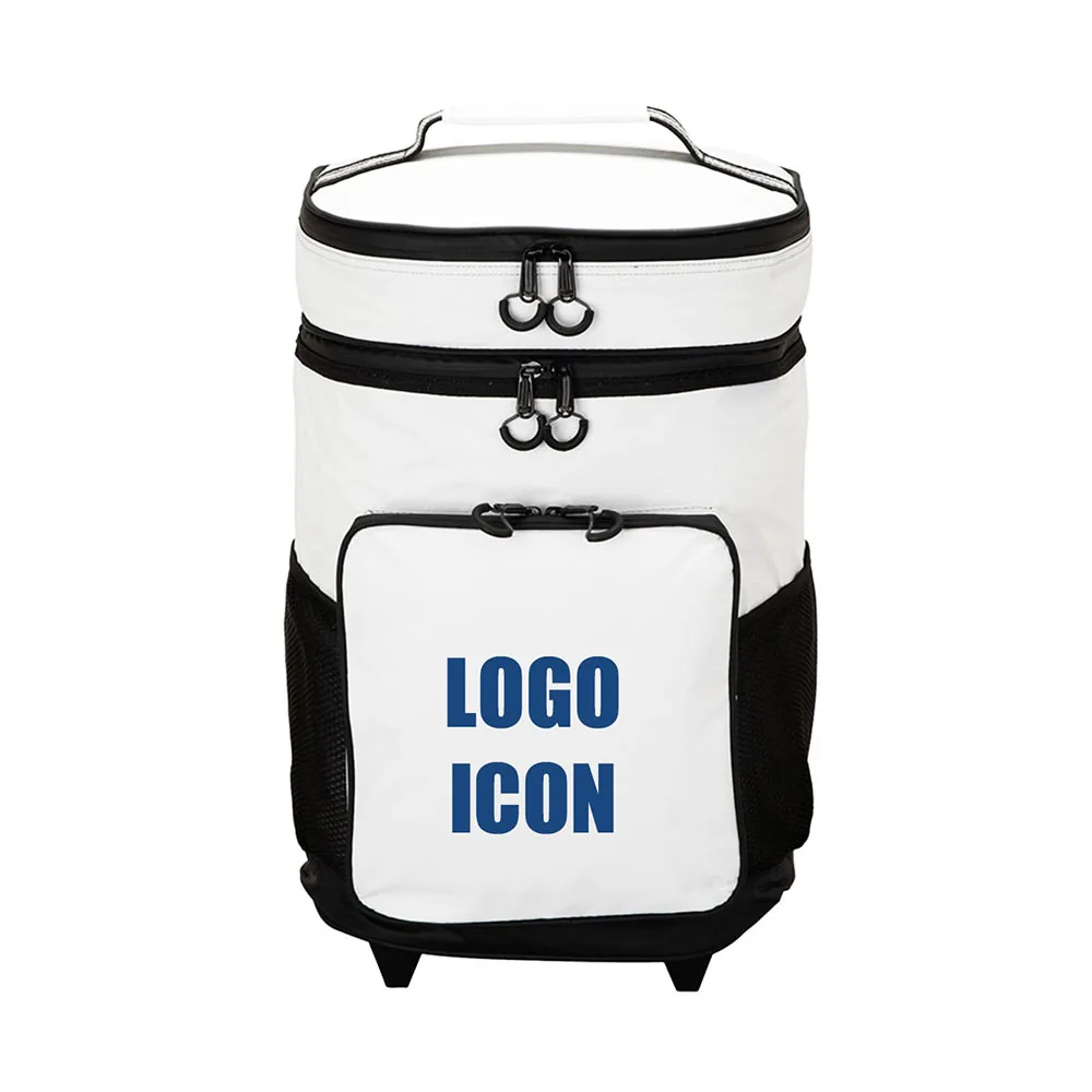 Roomy Rectangular Leakproof Insulated Outdoor Picnic Soft Wheeled Trolley Cooler Bag,rolling Cooler Bag