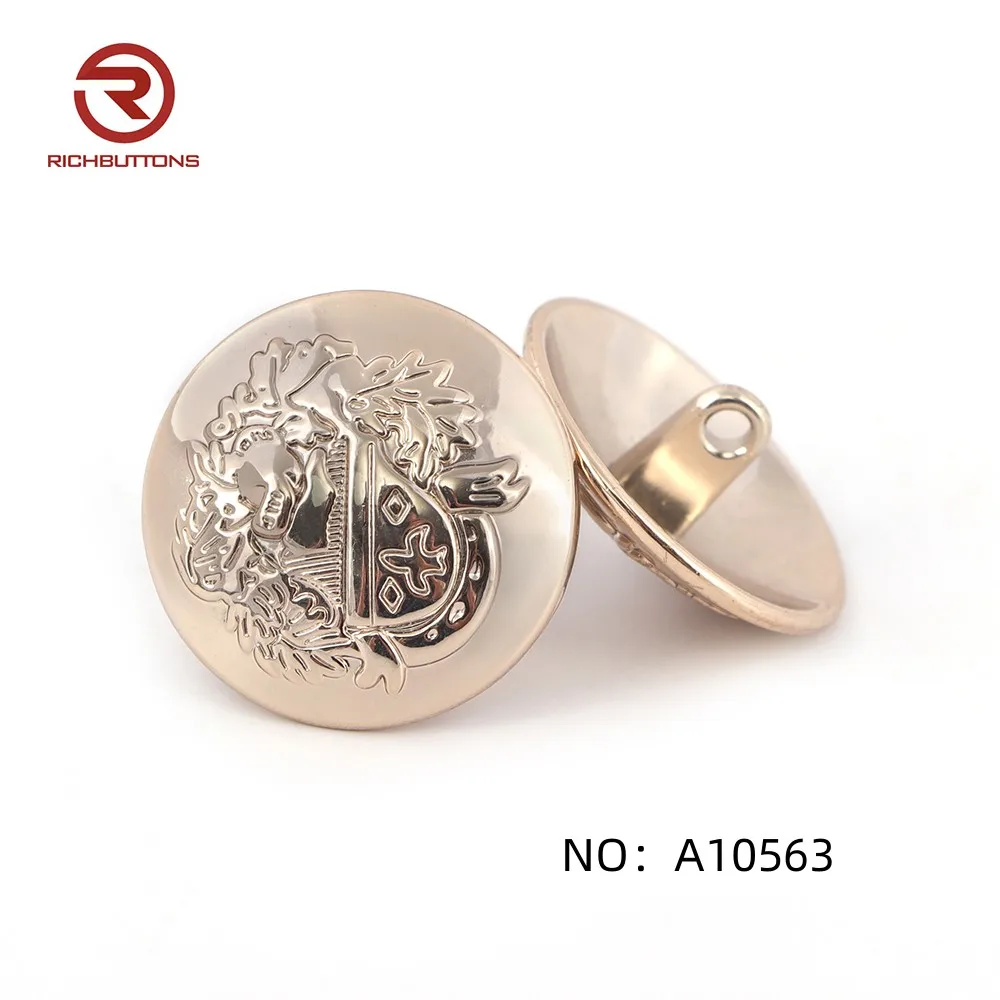 Custom Rose Gold Metal Sewing Button Vintage Style Zinc Alloy Shank Embossed Logo Uniform Decoration Sustainable Plating