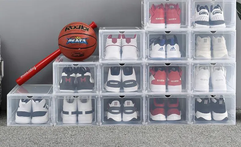 Shoe Organizer Stackable Drop Front Shoe Box With Clear Door Shoe ...