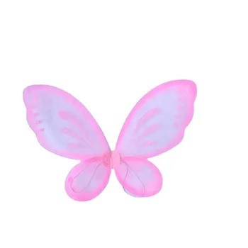 Pink Party Nylon Fabric Fairy Butterfly Wings With Pink Marabou Feather