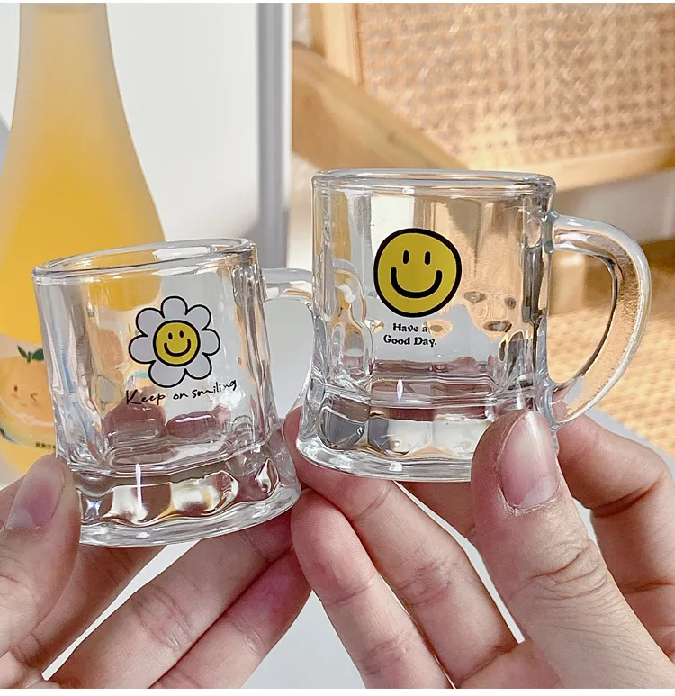 lelyi korean ins glass cup smiley