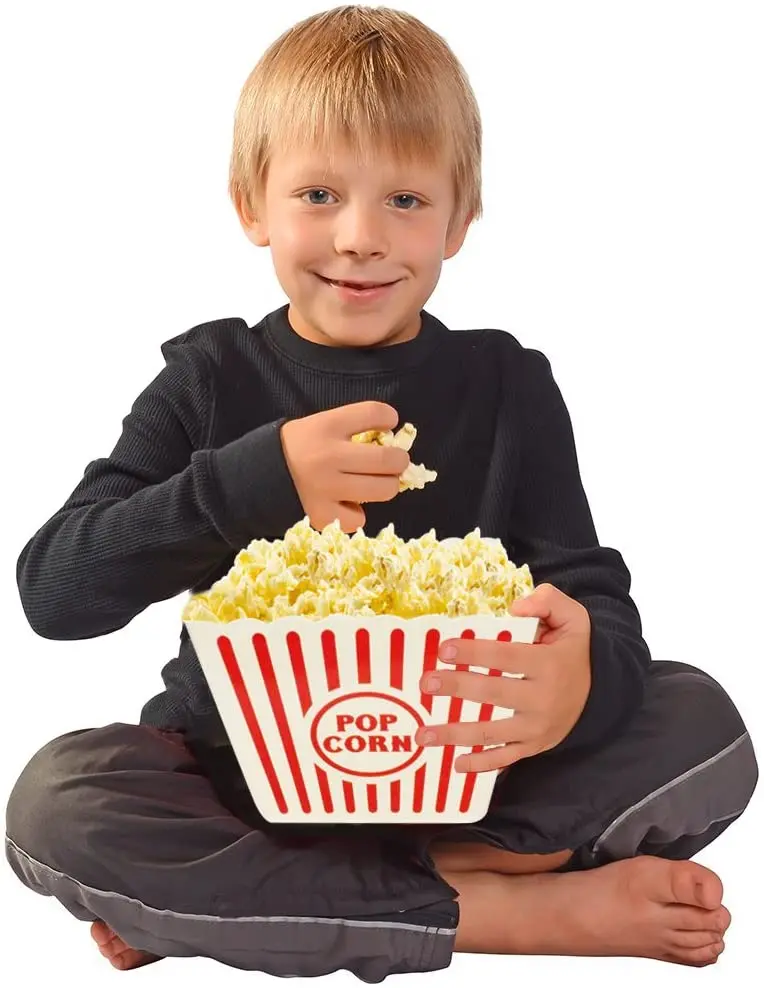 175oz Big Square Plastic Popcorn Bucket With Scalloped Top Edge Recyclable Pp Material Bpa Free