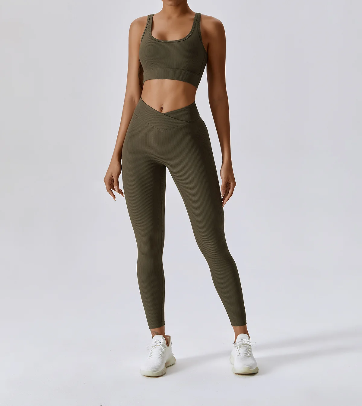 Two Piece Yoga Set Scrunch Butt Sports Bra Yellow yoga set