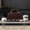 White green mountain bird+small brown bag