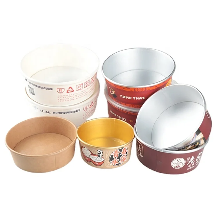 Factory Instant Noodles Paper Cup PLA Coating With Sealing Film Hot Ramen Paper Container Microwaveable