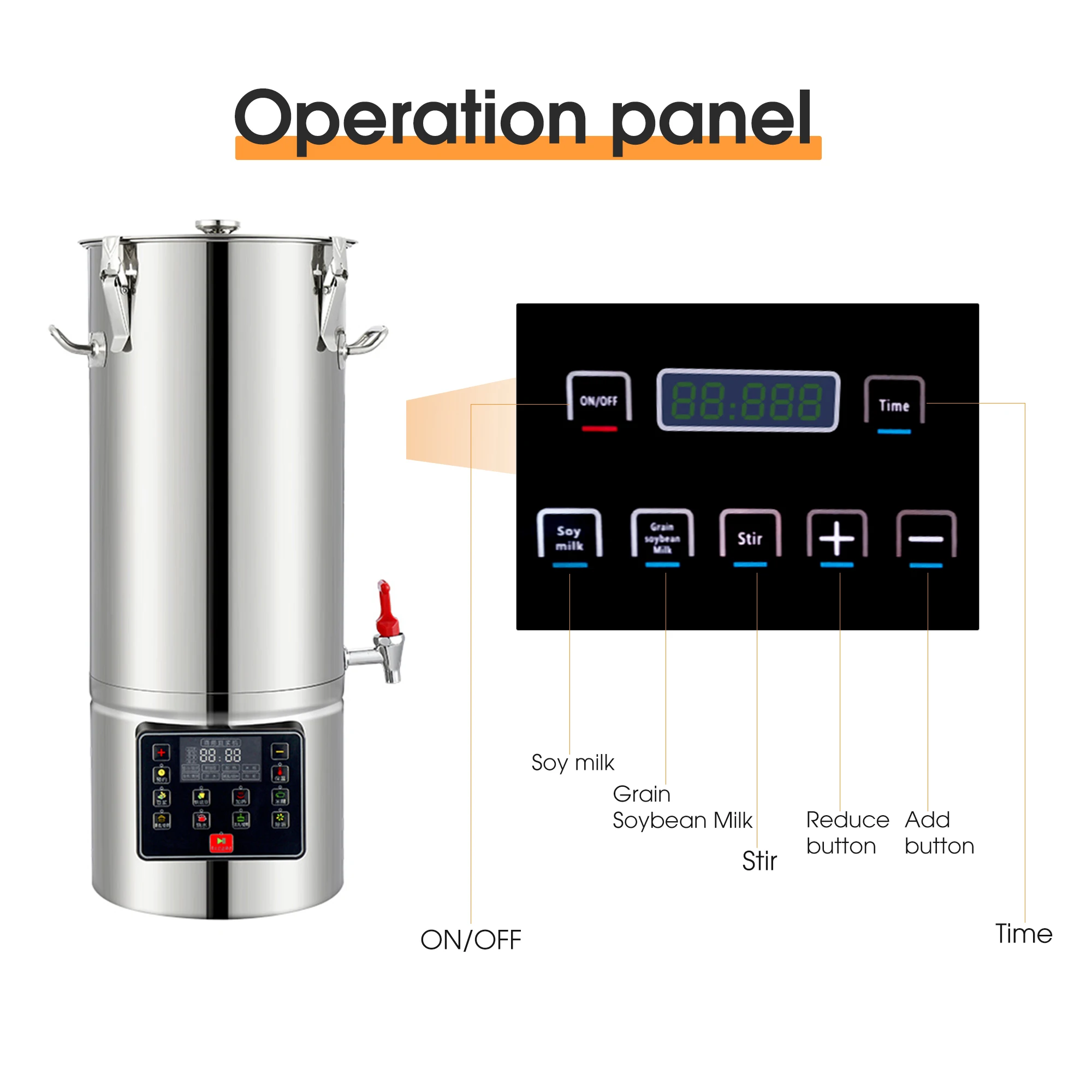 1600W Latest Version Commercial Soybean Milk Machine 18L Capacity Auto Soy Bean Maker Soymilk Maker with Stirring and Heating F