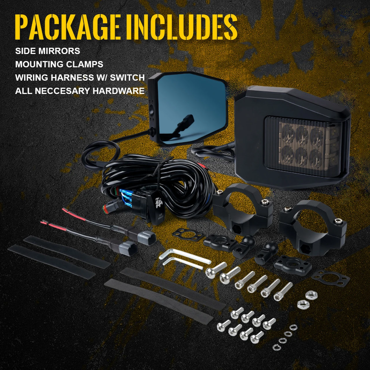 N2 Best Seller Utv Lighted Rear View Mirror Kit With Rocker Switches