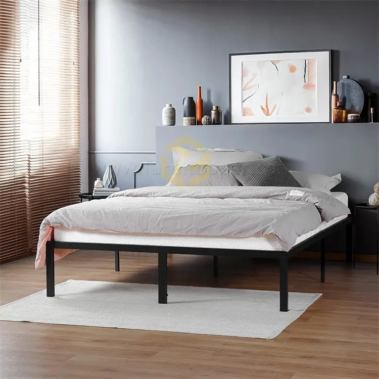 New Design Modern Apartment Metal Platform Tubular Steel Bed Frame Queen Iron Full Double Queen Size for Hotel
