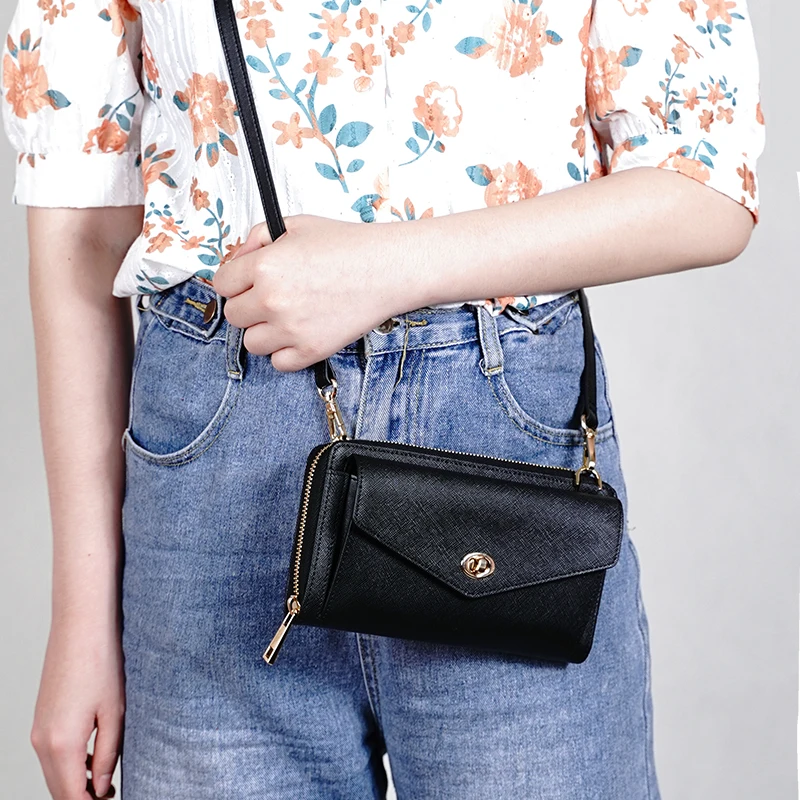 New Design Handbag Women Single Shoulder Bag Crossbody Bag for Girl Wallet RFID Lipstick Genuine Leather Mobile Phone Bag