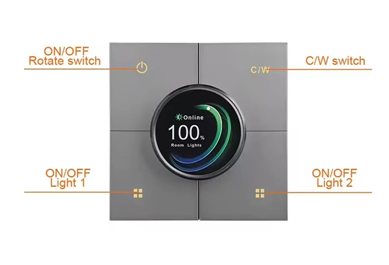 Tuya Smart Home CW Dimming Switch ZigBee Wireless Knob Display Screen Light Control Switch 2 Gang Centralized Control Panel