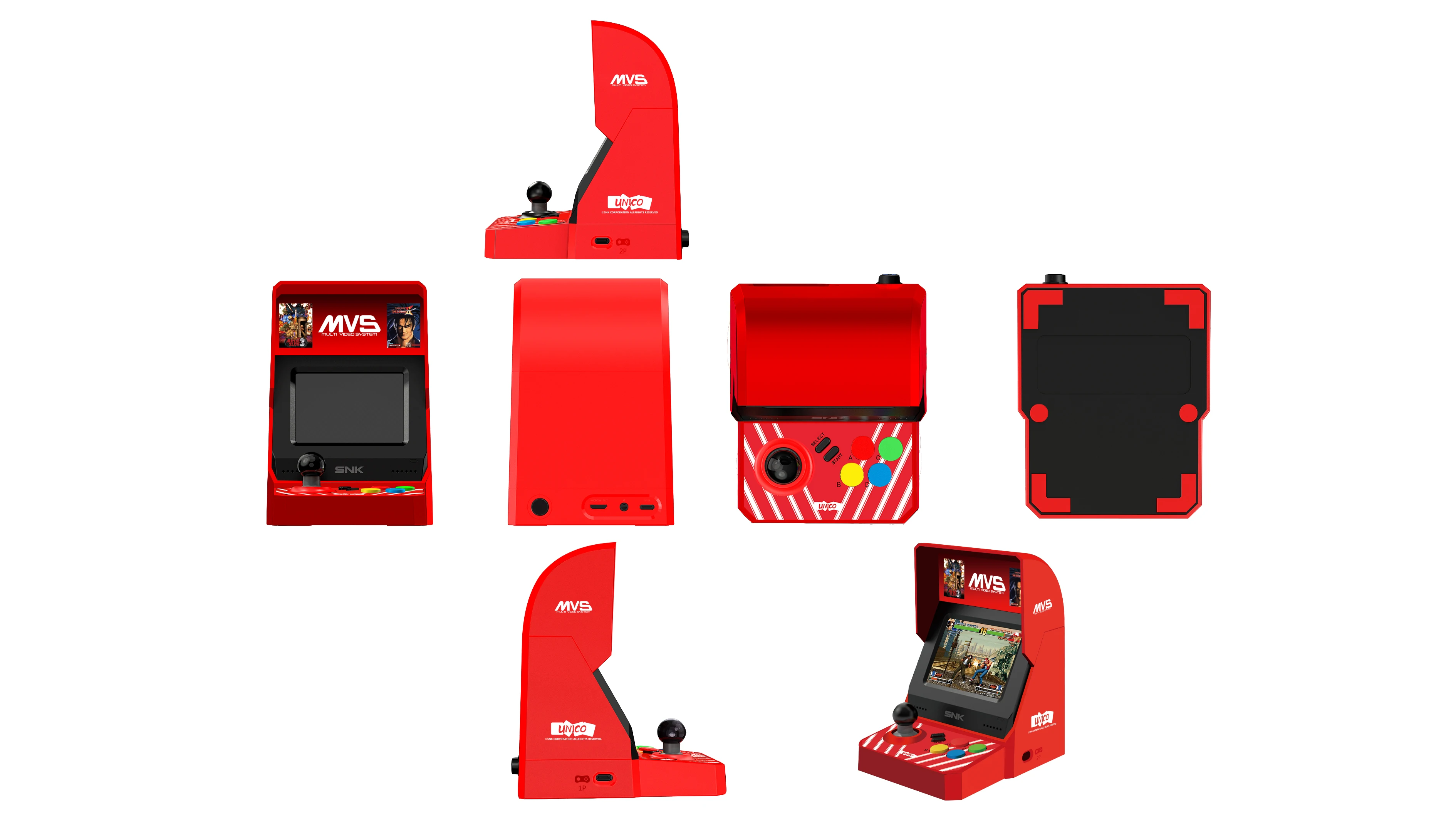 Retro Console with 45 Pre-Loaded Classic Games - Red MVS MINI 
