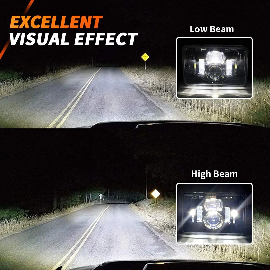 D0T 4X6 Led Headlight for Freightliner Fld120 Auto Lighting System 4x6 Led Lights for Peterbilt 379 Kenworth T800 Accessories