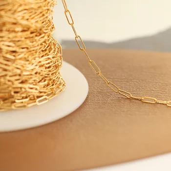 Hot Sale 14K Gold Filled Paper Clip Rope Chain Bulk Roll for Jewelry Making Bracelet Necklace