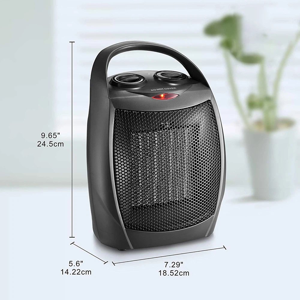 Small Ceramic Space Heater Electric Portable Heater Fan with Adjustable Thermostat for Home Fan Heater