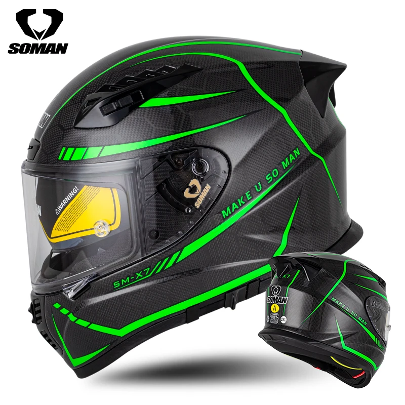 VIP SOMAN SM-X7 カーボンファイバー製軽量フルフェイスヘルメット