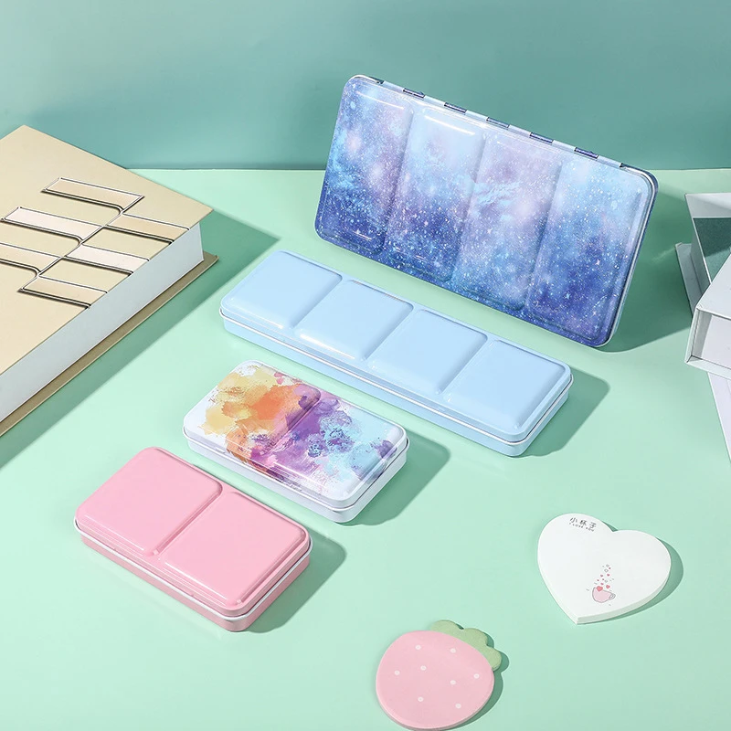 Жестяная Палетка для акварели высокого качества, полный бокс для кастрюль, 12, 24, 48 шт., жестяная жесть на простой основе, бокс для акварели