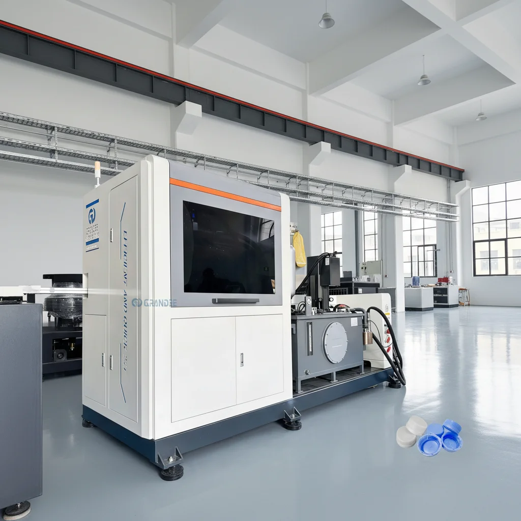 W pełni automatyczna obrotowa prasa do formowania ciskowego pokrywek z 24 gniazdami, wydajność 24 000 szt./h – maszyna do produkcji pokrywek do butelek wodnych