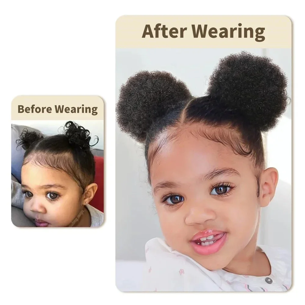 Echthaar-Afro-Puff-Pferdeschwanz mit Kordelzug, lockig, kurze Pferdeschwänze für Kinder und Mädchen, brasilianisches Remy-Haar_voghion.com