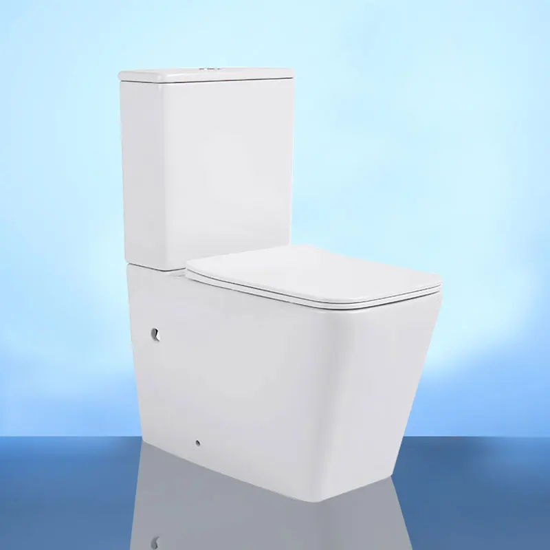 Short Projection Square Toilet Ceramic Floor Standing WC Height Back To Wall Two Piece Toilet