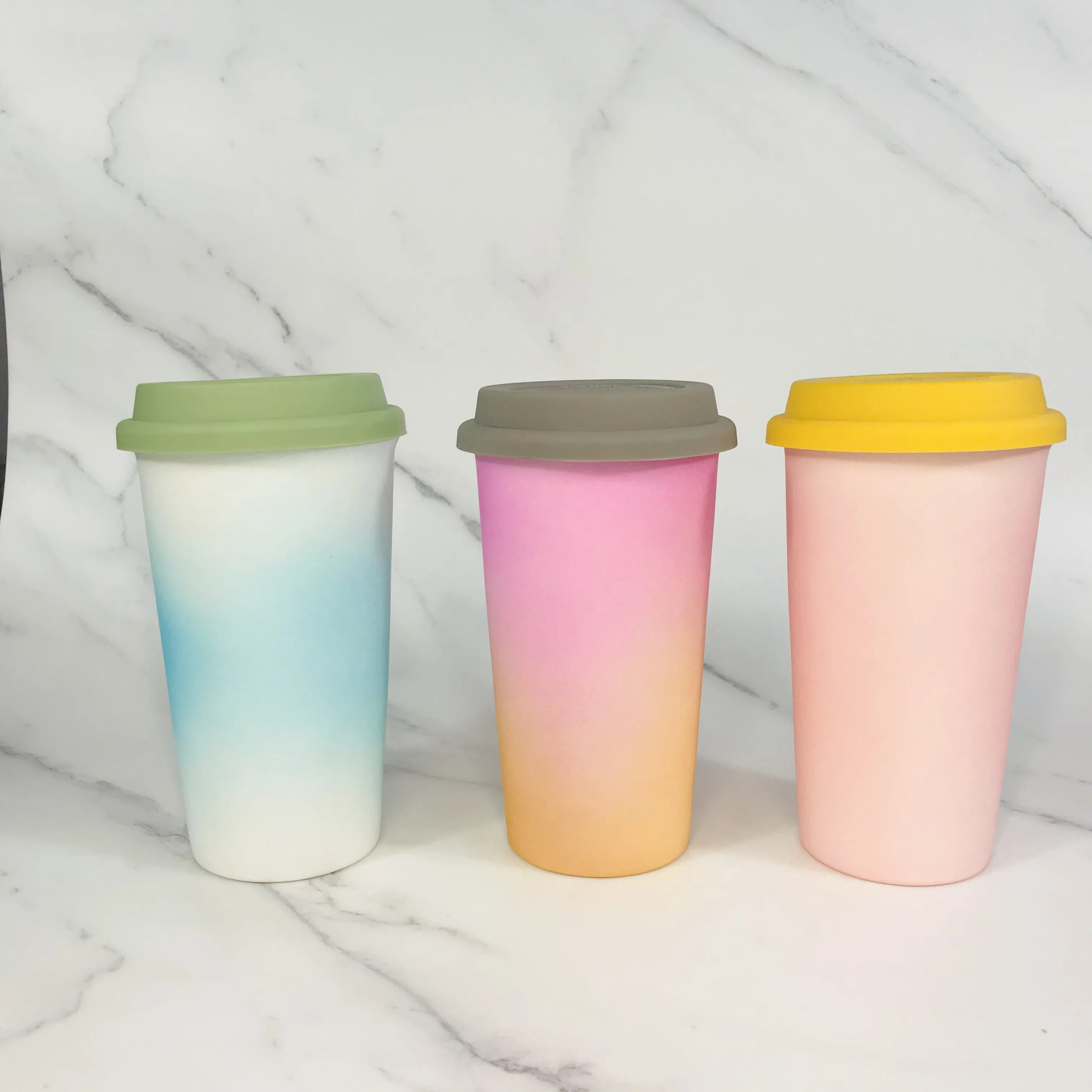 Porcelain Ceramic Travel Mug Coffee Cups With Silicone Lid